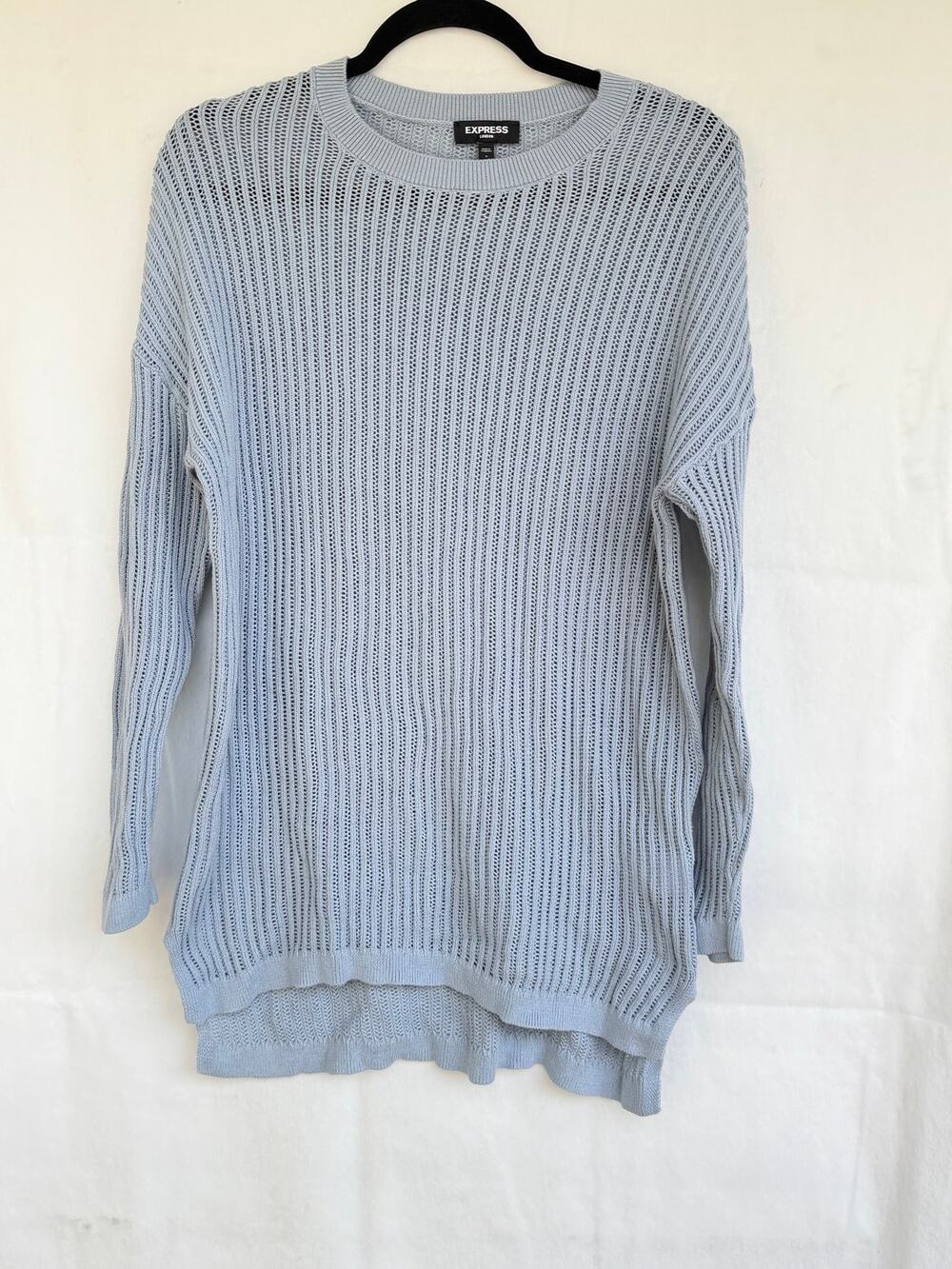 EXPRESS London Light Blue Open Knit Long Sleeve Sweater Small